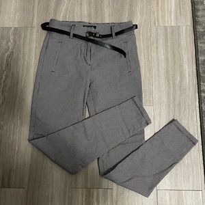 Checkered skinny legging pants with belt